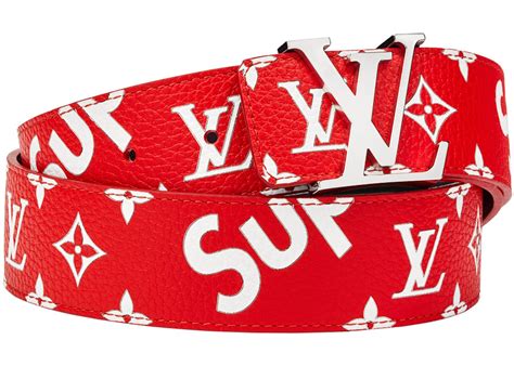 louis vuitton x supreme initiales belt 40 mm monogram red|supreme calfskin monogram belt.